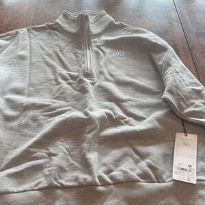 Alo womens Quarter-Zip Pullover Sweatshirt heather grey